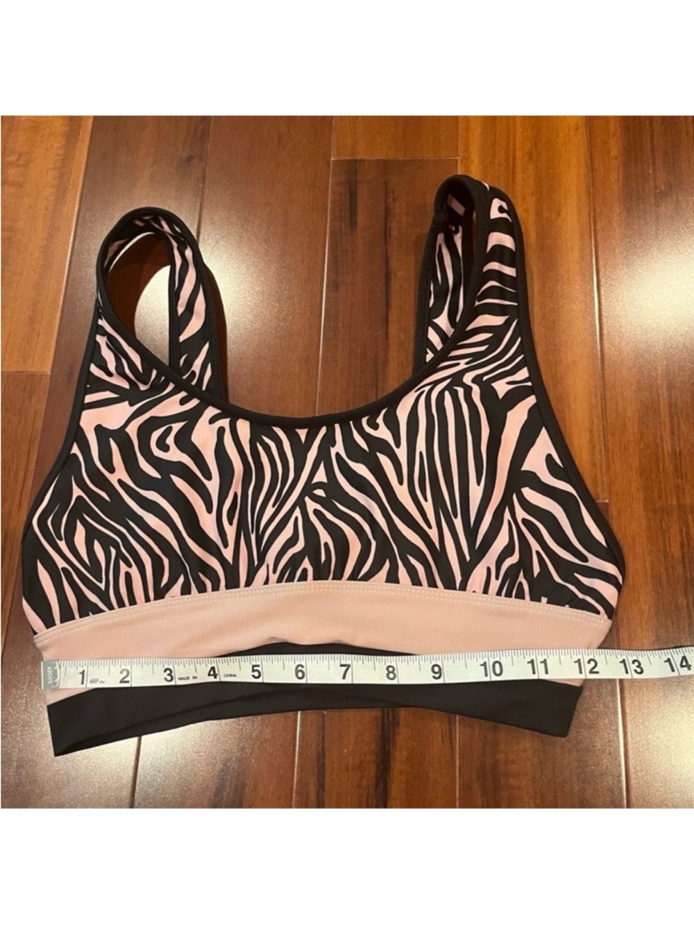 Beach Riot‎ Pink Black Sports Bra Racerback Zebra Print Activewear Size Medium - Picture 5 of 5
